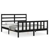 Bed Frame without Mattress Black 150x200 cm Solid Wood Pine