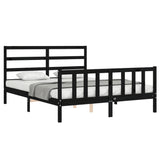 Bed Frame without Mattress Black 150x200 cm Solid Wood Pine