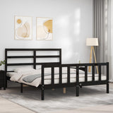 Bed Frame without Mattress Black 150x200 cm Solid Wood Pine - Top-Down View