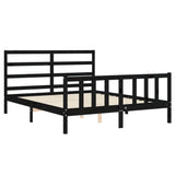 Bed Frame without Mattress Black 150x200 cm Solid Wood Pine - 45-Degree Angle