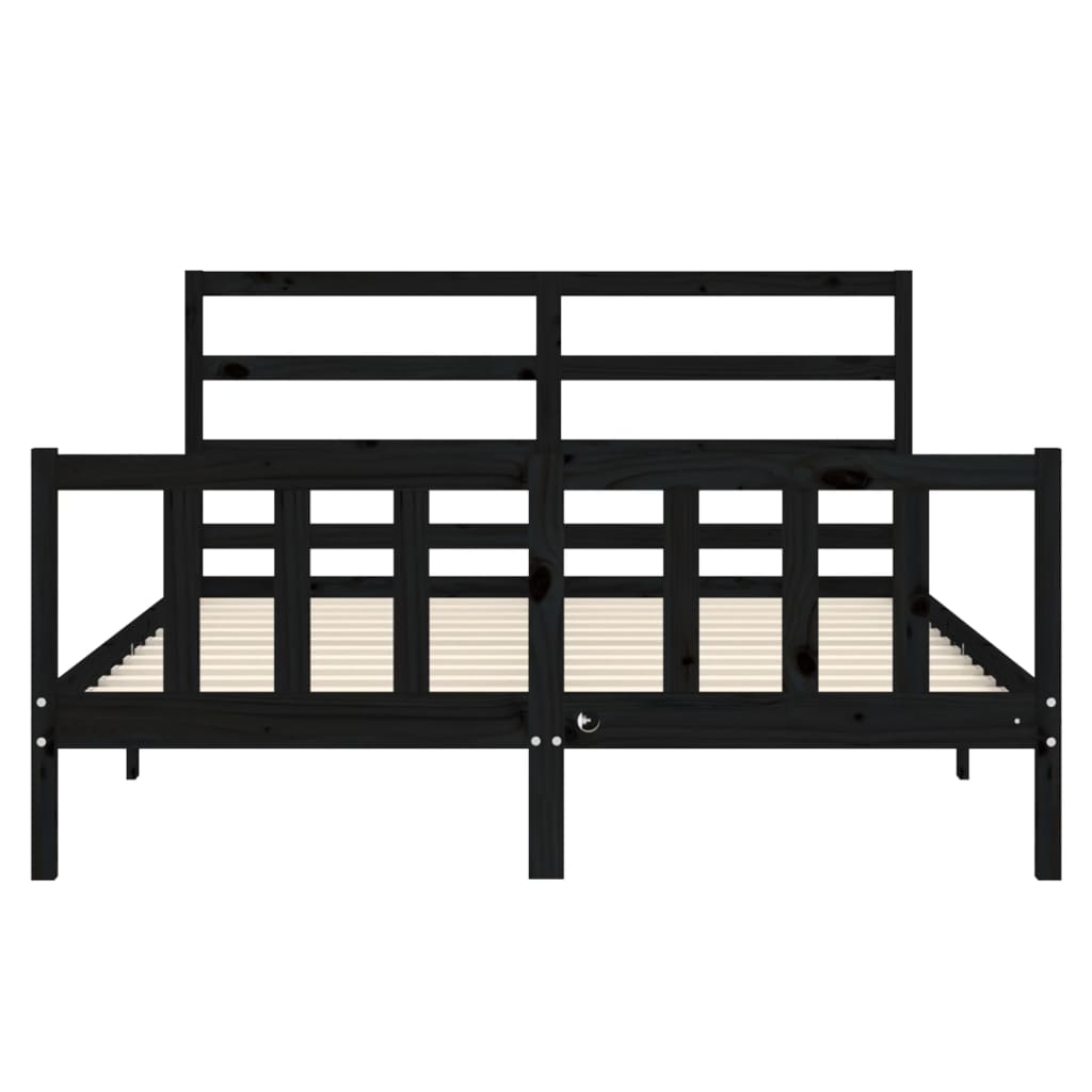 Bed Frame without Mattress Black 150x200 cm Solid Wood Pine
