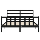 Bed Frame without Mattress Black 150x200 cm Solid Wood Pine