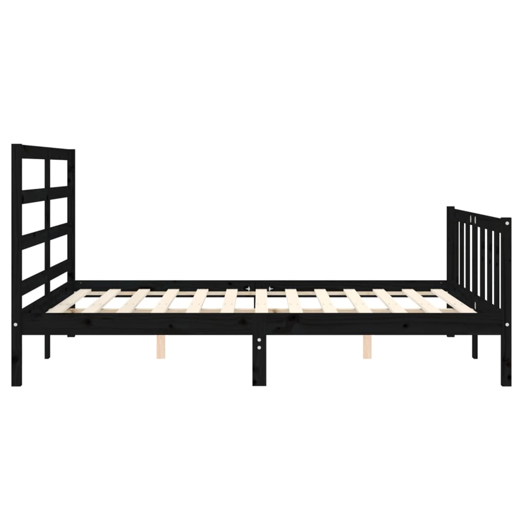 Bed Frame without Mattress Black 150x200 cm Solid Wood Pine