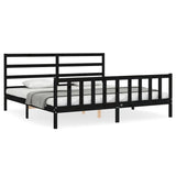 Bed Frame without Mattress Black 183x203 cm King Solid Wood Pine