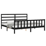 Bed Frame without Mattress Black 183x203 cm King Solid Wood Pine