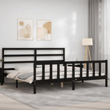 Bed Frame without Mattress Black 183x203 cm King Solid Wood Pine - Top-Down View