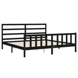 Bed Frame without Mattress Black 183x203 cm King Solid Wood Pine - 45-Degree Angle
