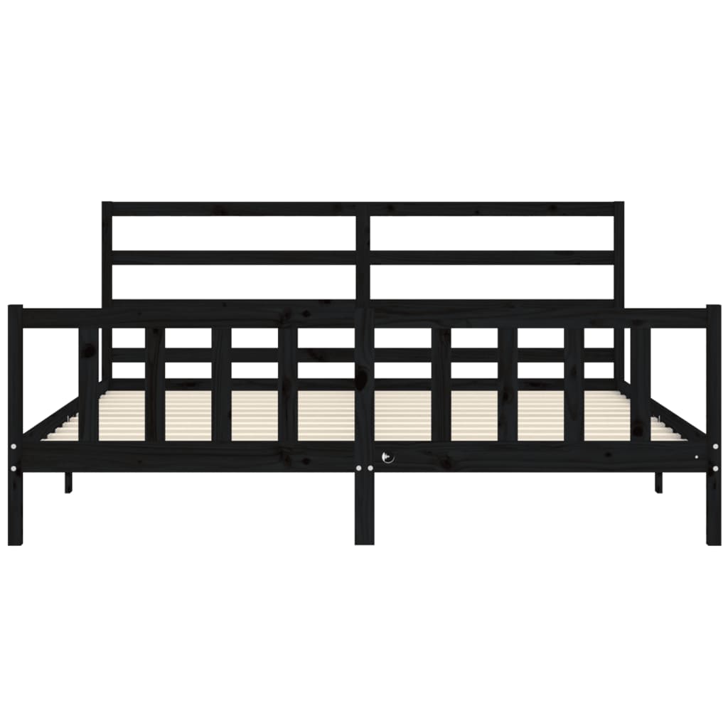 Bed Frame without Mattress Black 183x203 cm King Solid Wood Pine