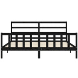 Bed Frame without Mattress Black 183x203 cm King Solid Wood Pine - Rear View