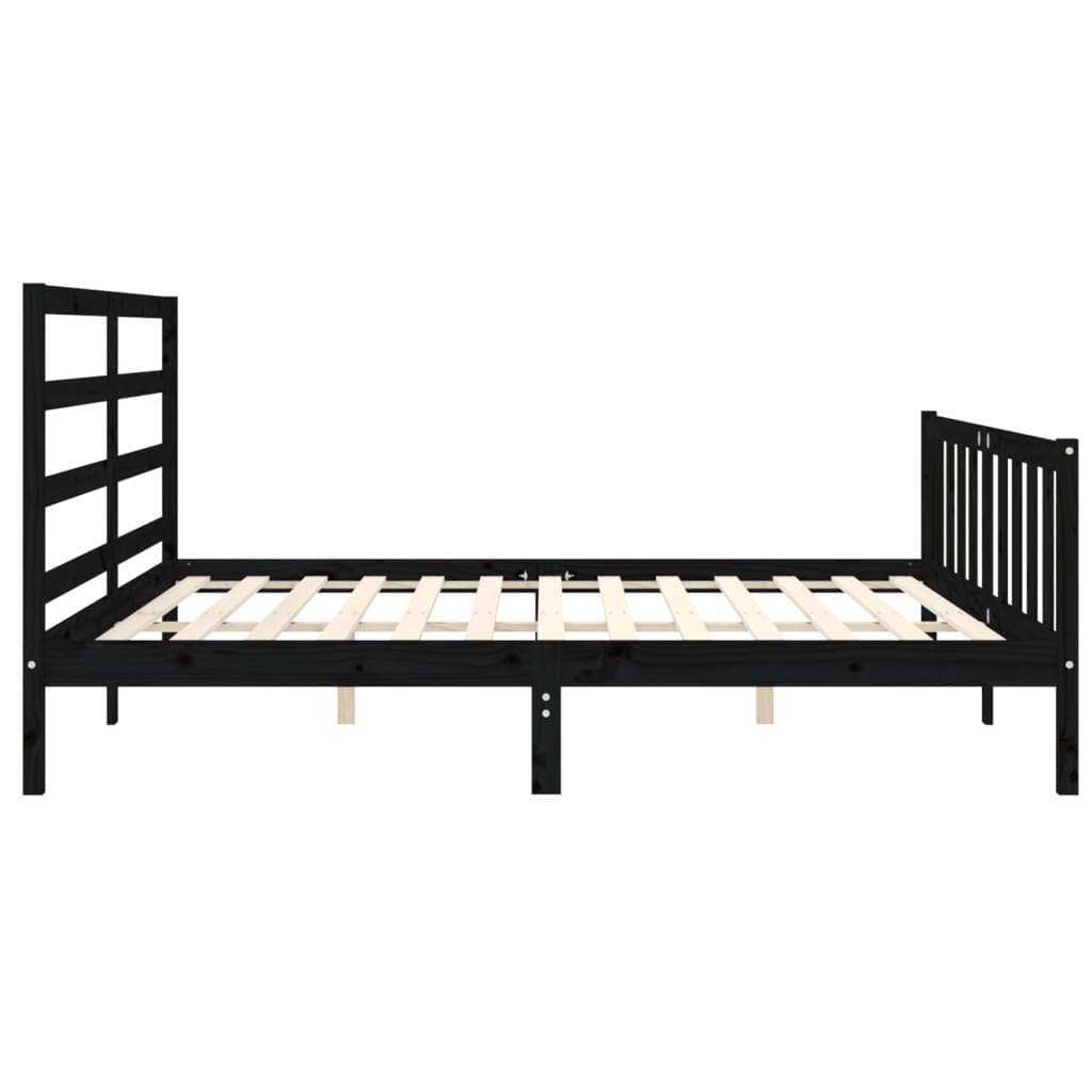 Bed Frame without Mattress Black 183x203 cm King Solid Wood Pine