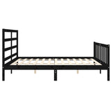Bed Frame without Mattress Black 183x203 cm King Solid Wood Pine - Close-Up Angle