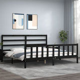 Bed Frame without Mattress Black 183x203 cm King Solid Wood Pine