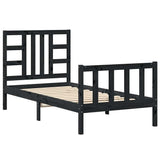 Bed Frame without Mattress Black 90x190 cm Solid Wood Pine