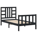 Bed Frame without Mattress Black 90x190 cm Solid Wood Pine