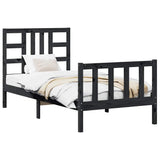 Bed Frame without Mattress Black 90x190 cm Solid Wood Pine - Side View