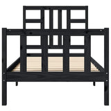 Bed Frame without Mattress Black 90x190 cm Solid Wood Pine