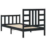 Bed Frame without Mattress Black 90x190 cm Solid Wood Pine - Rear View