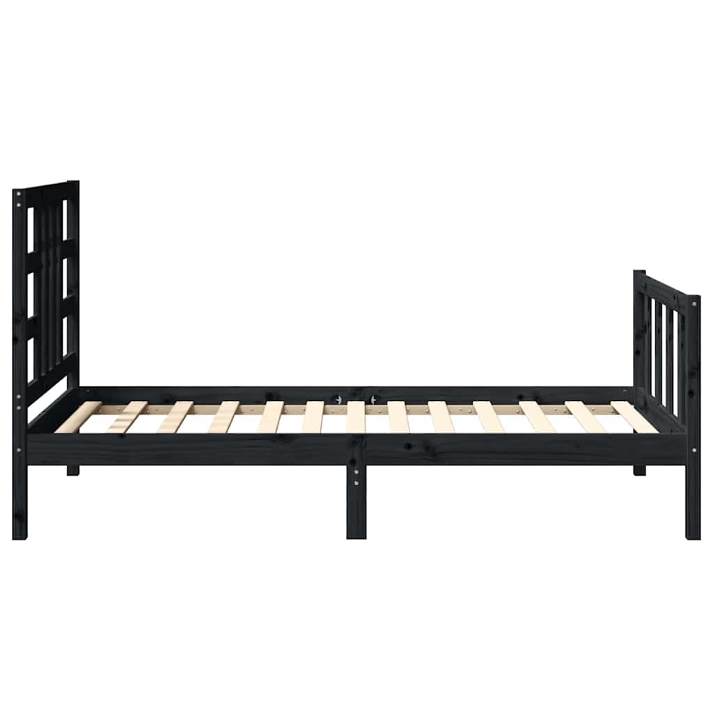 Bed Frame without Mattress Black 90x190 cm Solid Wood Pine