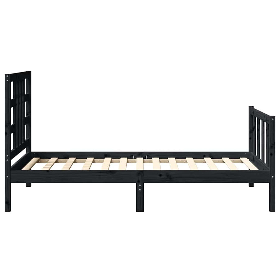 Bed Frame without Mattress Black 90x190 cm Solid Wood Pine