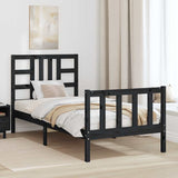 Bed Frame without Mattress Black 90x190 cm Solid Wood Pine