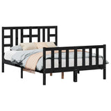 Bed Frame without Mattress Black 135x190 cm Solid Wood Pine