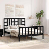 Bed Frame without Mattress Black 135x190 cm Solid Wood Pine