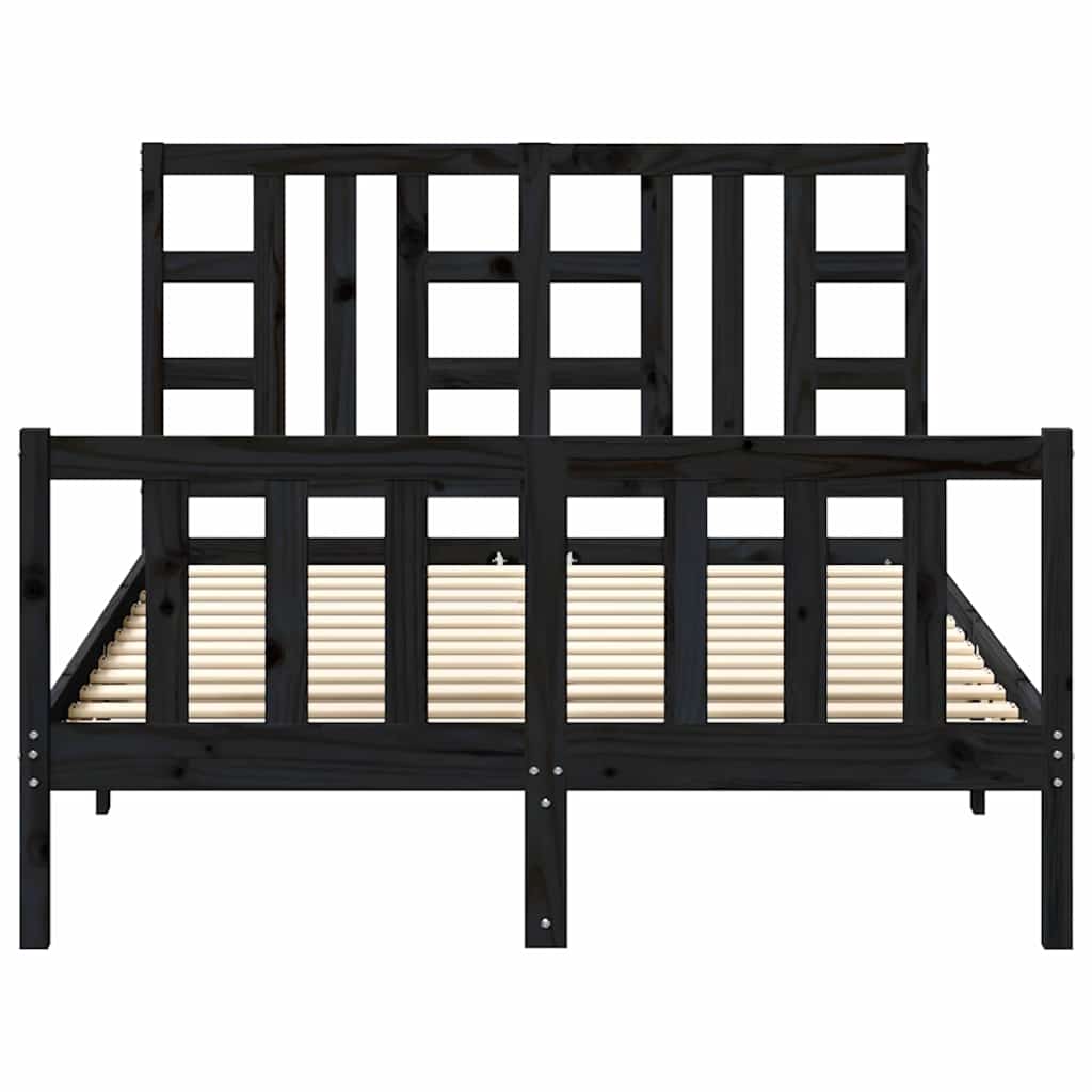 Bed Frame without Mattress Black 135x190 cm Solid Wood Pine