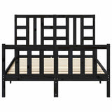Bed Frame without Mattress Black 135x190 cm Solid Wood Pine - 45-Degree Angle