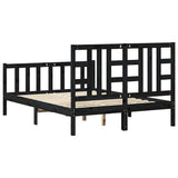 Bed Frame without Mattress Black 135x190 cm Solid Wood Pine