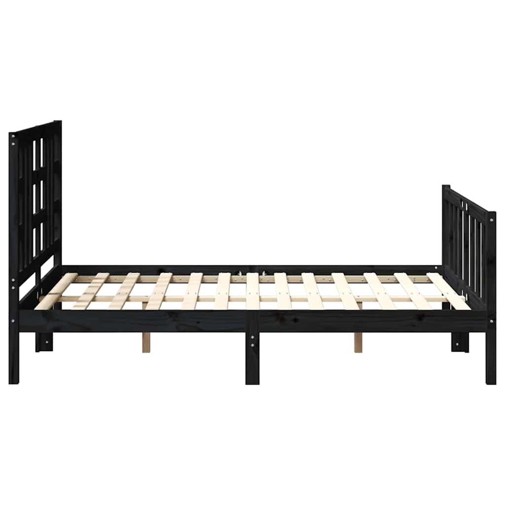 Bed Frame without Mattress Black 135x190 cm Solid Wood Pine