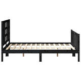 Bed Frame without Mattress Black 135x190 cm Solid Wood Pine - Close-Up Angle