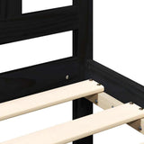Bed Frame without Mattress Black 135x190 cm Solid Wood Pine