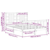 Bed Frame without Mattress Black 135x190 cm Solid Wood Pine
