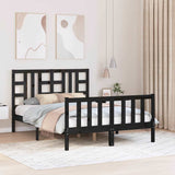 Bed Frame without Mattress Black 135x190 cm Solid Wood Pine