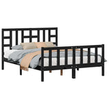 Bed Frame without Mattress Black 150x200 cm Solid Wood Pine