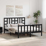 Bed Frame without Mattress Black 150x200 cm Solid Wood Pine