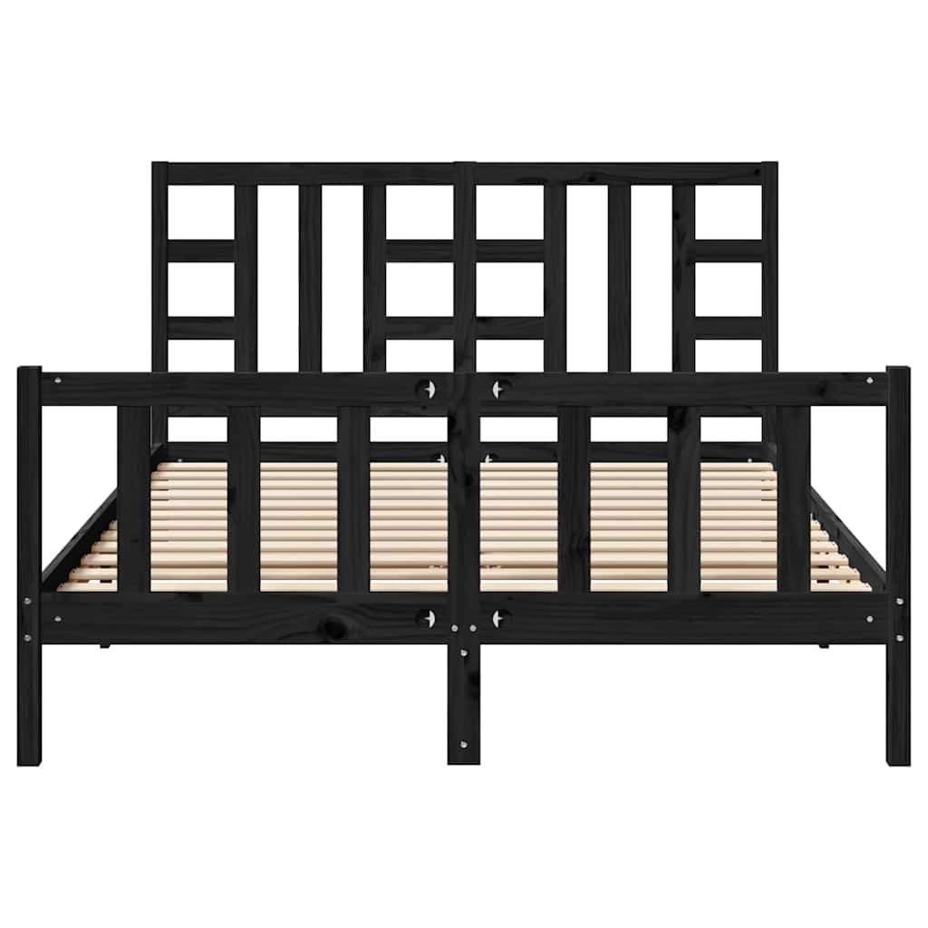 Bed Frame without Mattress Black 150x200 cm Solid Wood Pine