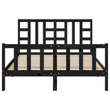 Bed Frame without Mattress Black 150x200 cm Solid Wood Pine