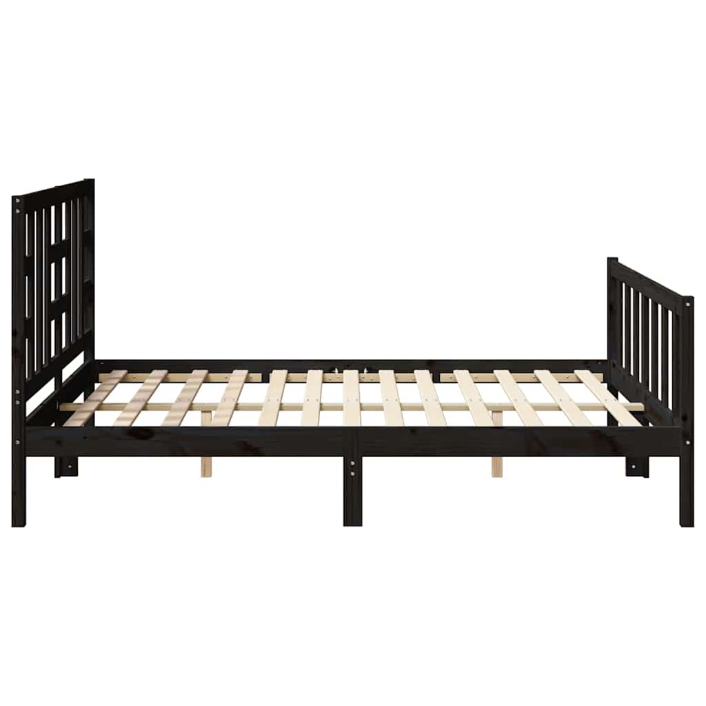 Bed Frame without Mattress Black 150x200 cm Solid Wood Pine