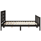 Bed Frame without Mattress Black 150x200 cm Solid Wood Pine - Close-Up Angle