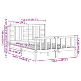 Bed Frame without Mattress Black 150x200 cm Solid Wood Pine