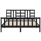 Bed Frame without Mattress Black 183x203 cm King Solid Wood Pine