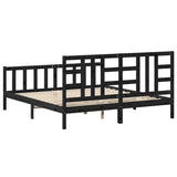 Bed Frame without Mattress Black 183x203 cm King Solid Wood Pine