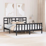 Bed Frame without Mattress Black 183x203 cm King Solid Wood Pine