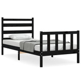 Bed Frame without Mattress Black 90x190 cm Solid Wood Pine - Front View