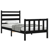 Bed Frame without Mattress Black 90x190 cm Solid Wood Pine - Side View