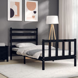 Bed Frame without Mattress Black 90x190 cm Solid Wood Pine