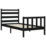 Bed Frame without Mattress Black 90x190 cm Solid Wood Pine - 45-Degree Angle