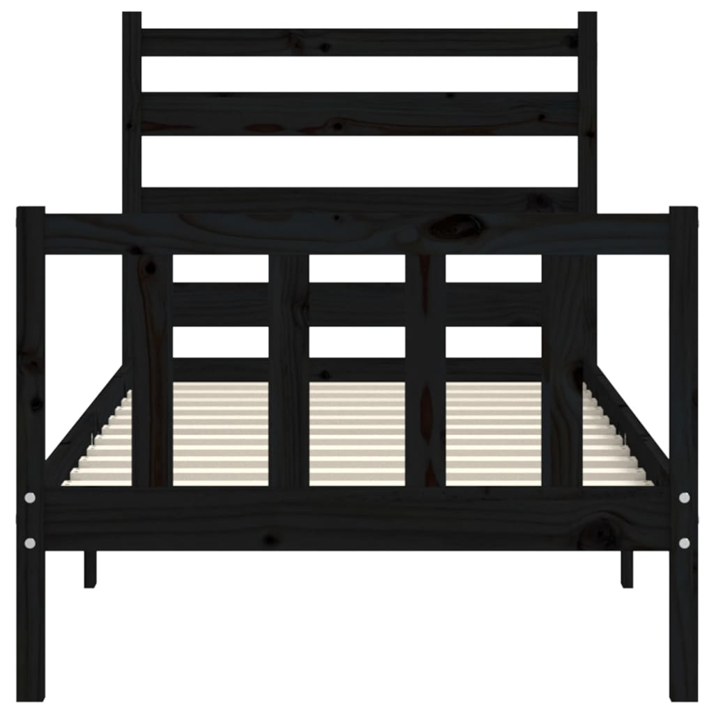 Bed Frame without Mattress Black 90x190 cm Solid Wood Pine