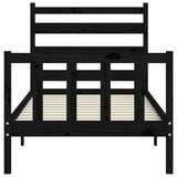 Bed Frame without Mattress Black 90x190 cm Solid Wood Pine